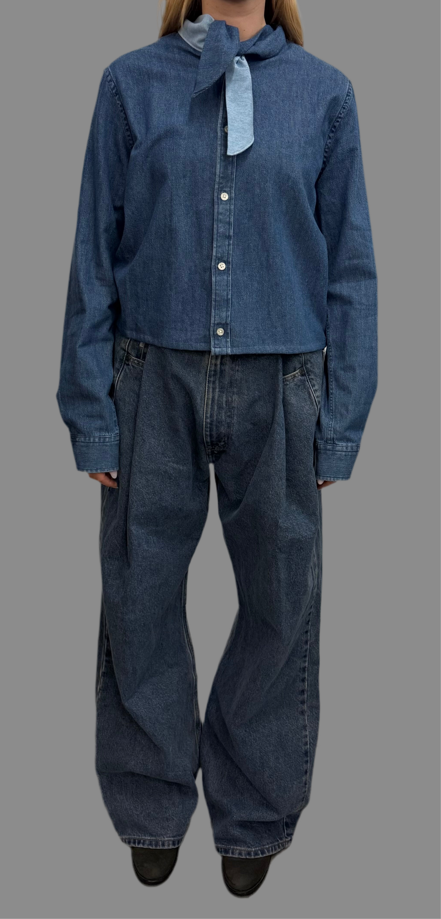 Foulard shirt in denim 06 (front knot)