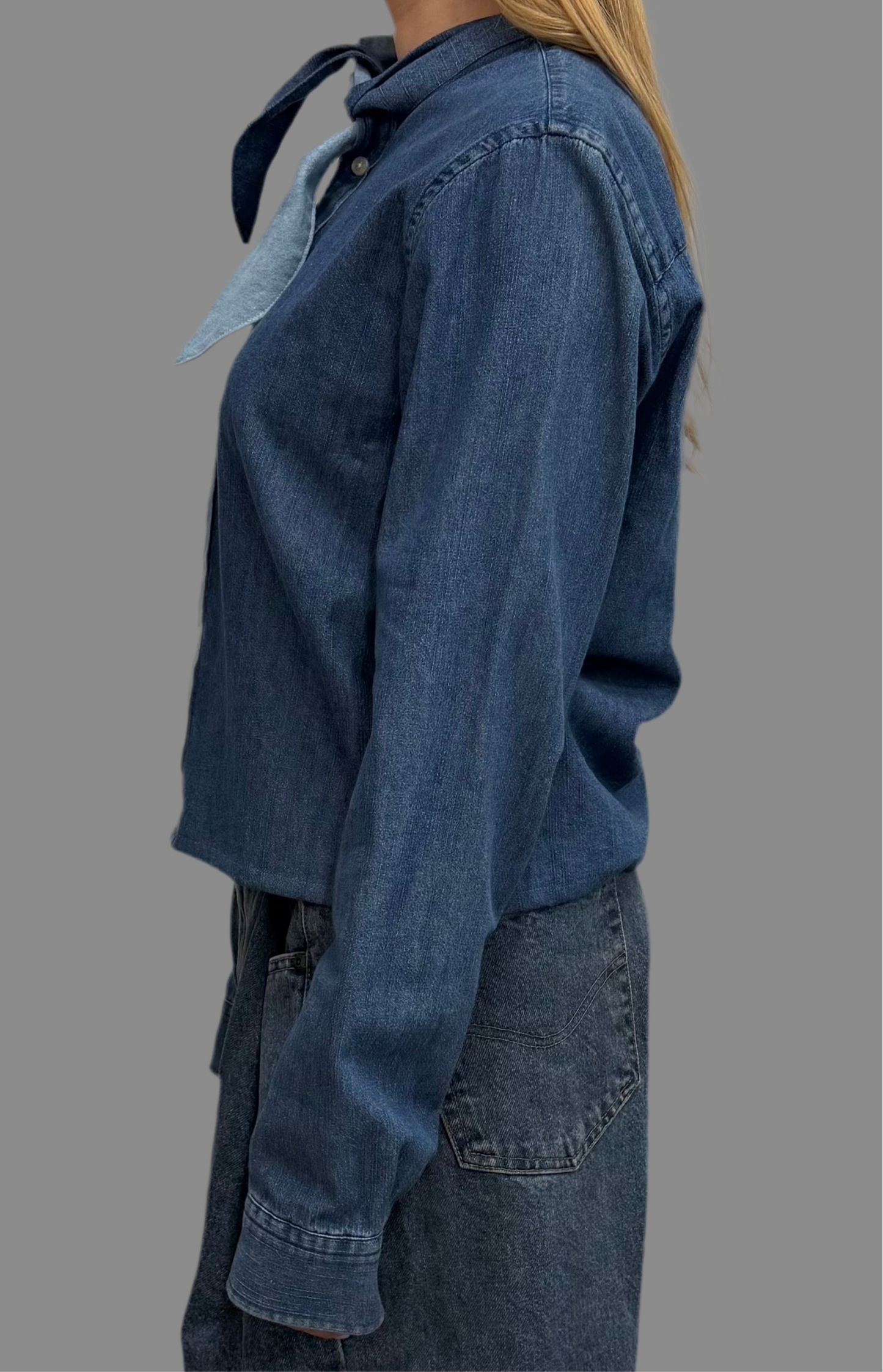 Foulard shirt in denim 06 (front knot)