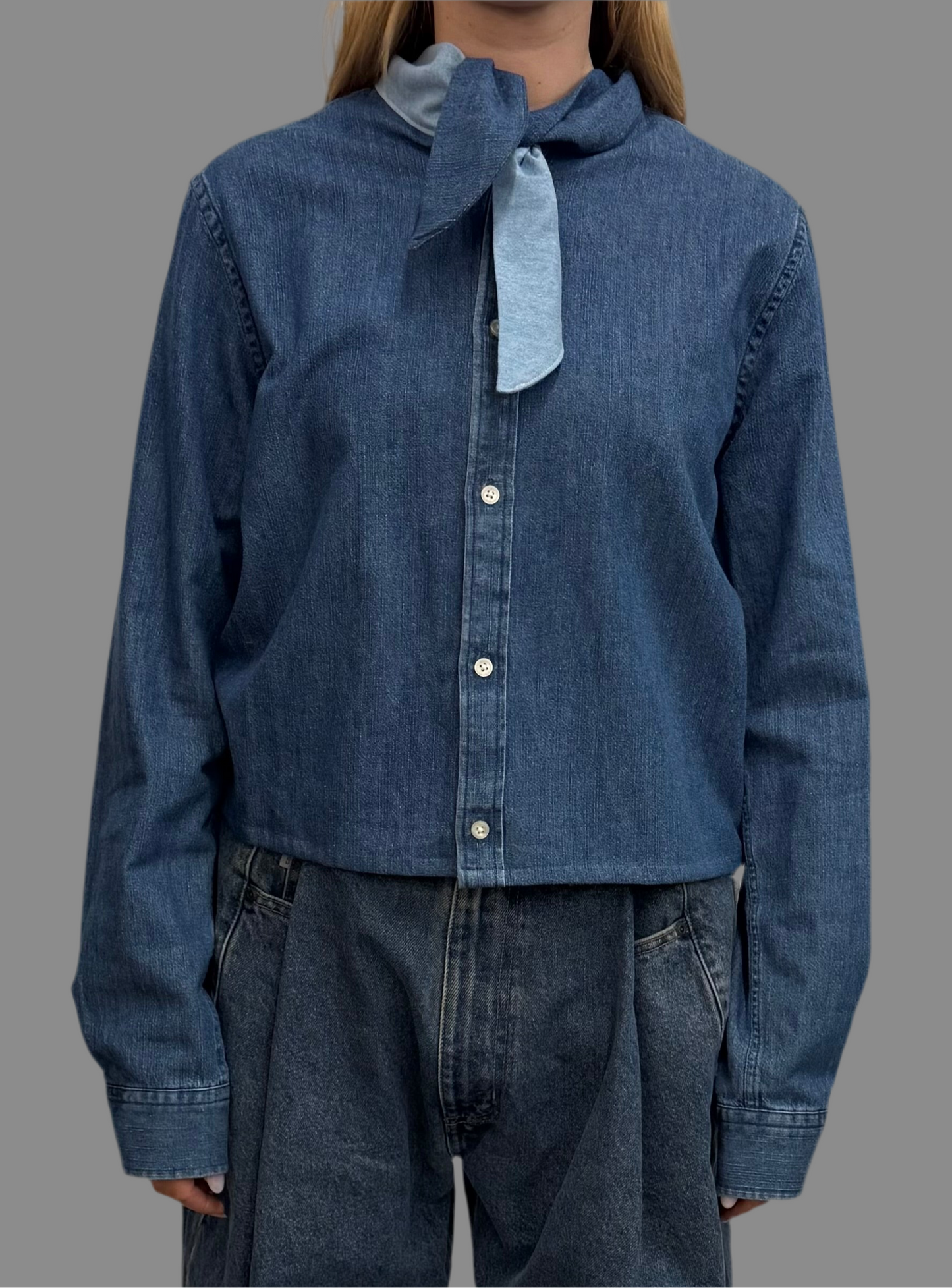 Foulard shirt in denim 06 (front knot)