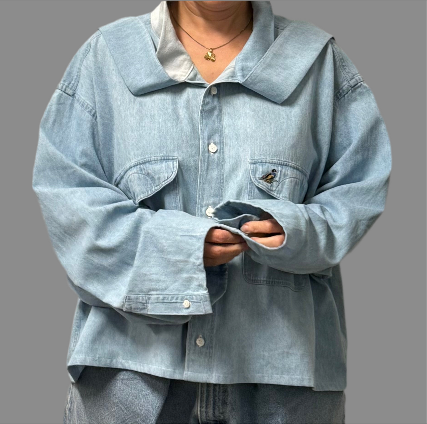 Foulard shirt in denim 01 (front knot)